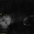 H-Alpha  Die kontrastreichen Filamente von IC 1396 treffen auf die extrem schwache Oberfläche von Sh2-129